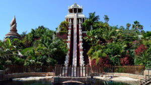 Tower of Power water attraction in Siam Park-Tenerife. TENERIFE ISLAND, SPAIN, Tower of Power water attraction in Siam Park. Siam Park is the most spectacular theme park with water attractions in Europe.