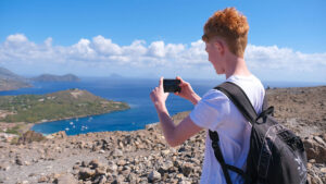 Student visiting the island of Vulcano Sicily