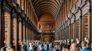 Dublin, OCT 31: The famous interior view of the Book of Kells of Trinity College on OCT 31, 2018 at Dublin, Ireland