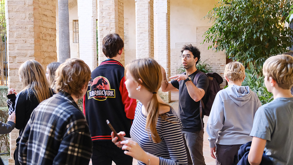 A class on a school language trip in Seville