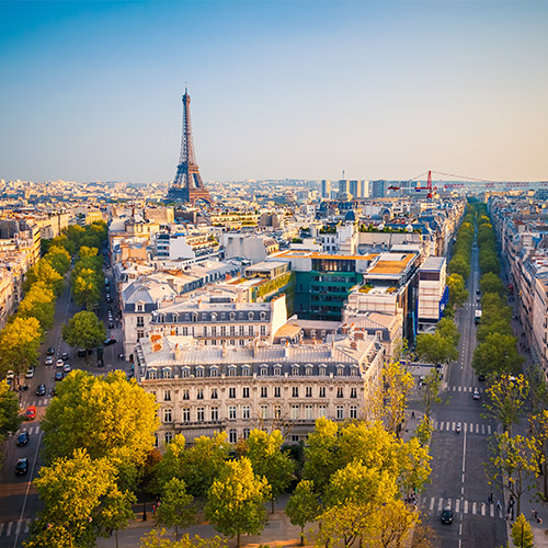 Aerial View of streets in Paris