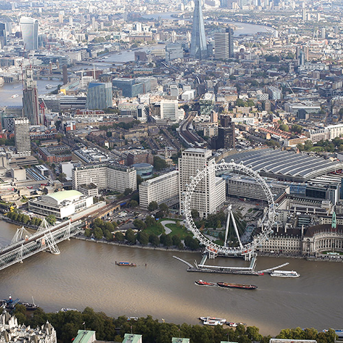 A view over London with the London Eye