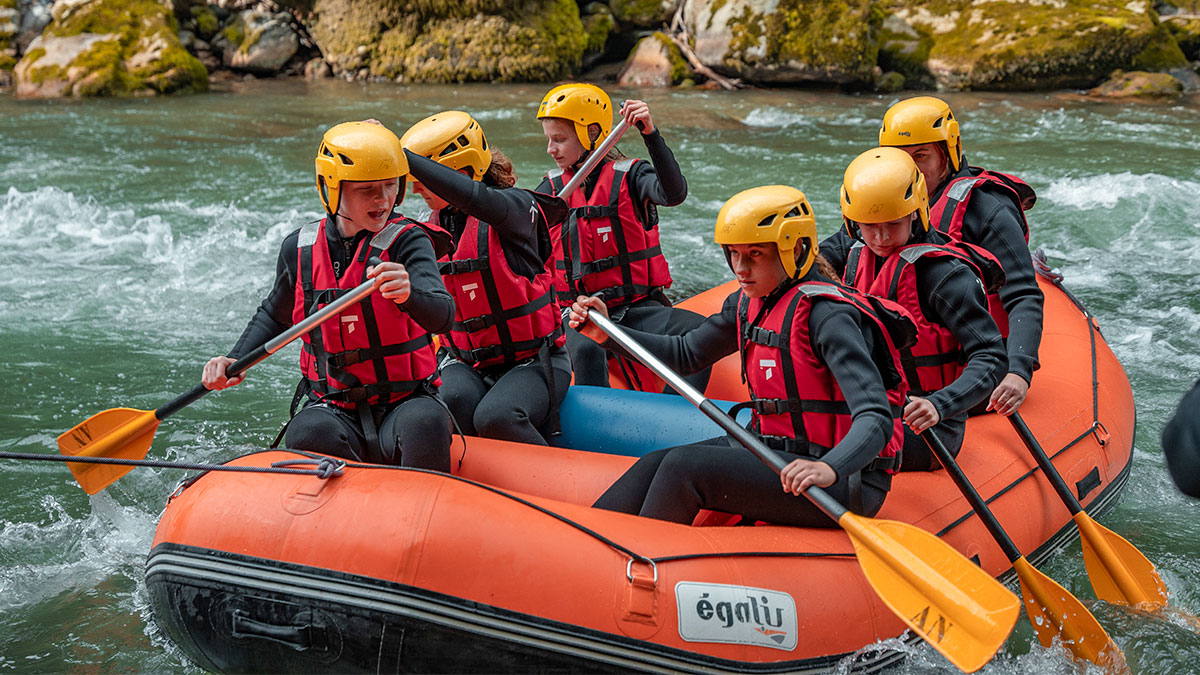 Students white water rafting