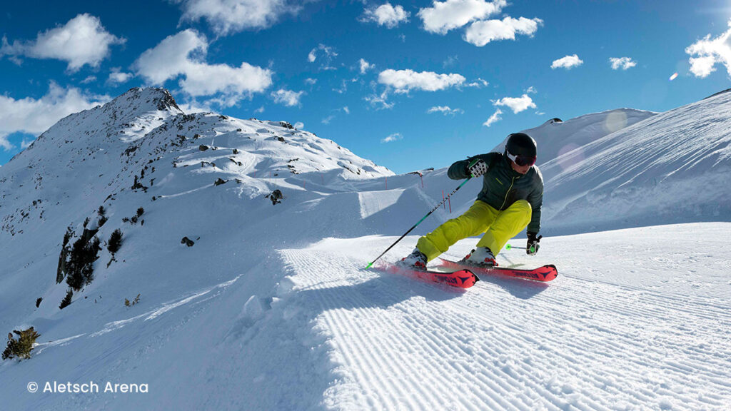 Skiing down a mountain in Aletsch Arena- Photo from Aletsch Arena