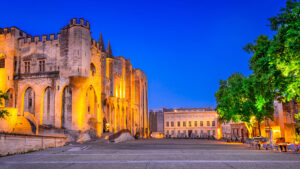 Avignon Popes Palace Provence in the evening