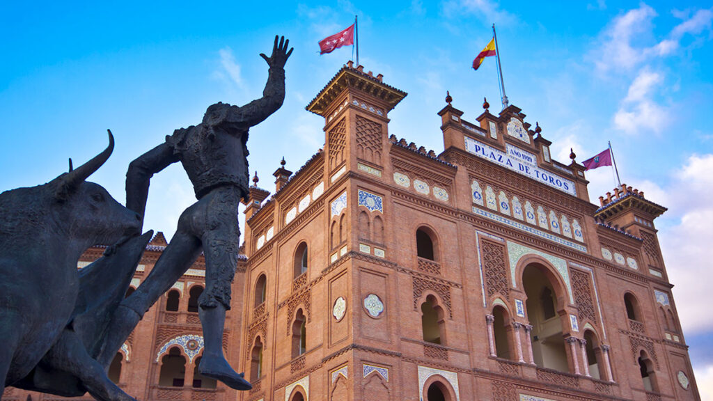 Bullfighting arena in Madrid, Las Ventas. Bullring in Madrid, Las Ventas, situated at Plaza de torros. It is the bigest bullring in Spain.